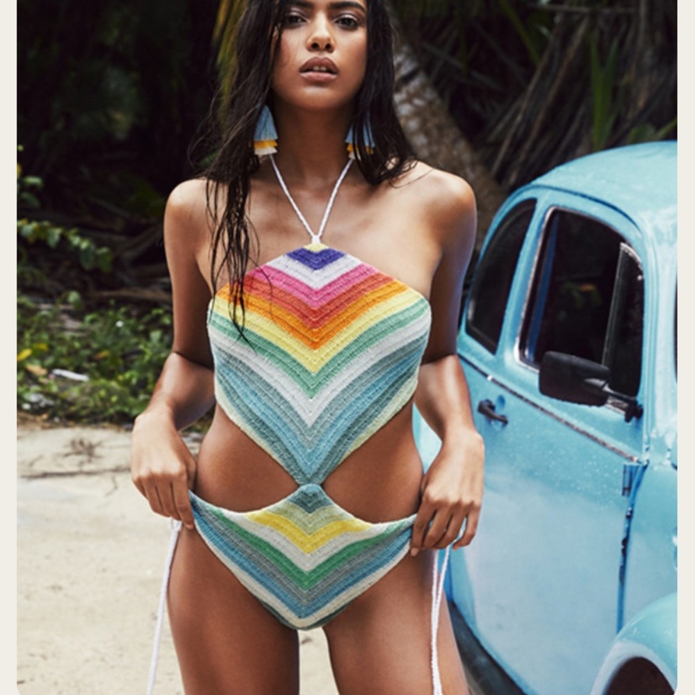 Mara Hoffman Prismatic monokini one-piece crochet swimsuit size small